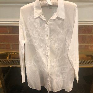 Chico White Embroidered Paisley Shirt